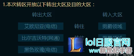 LOL玩家必看：免费转区申请全攻略，轻松迁移游戏大区！